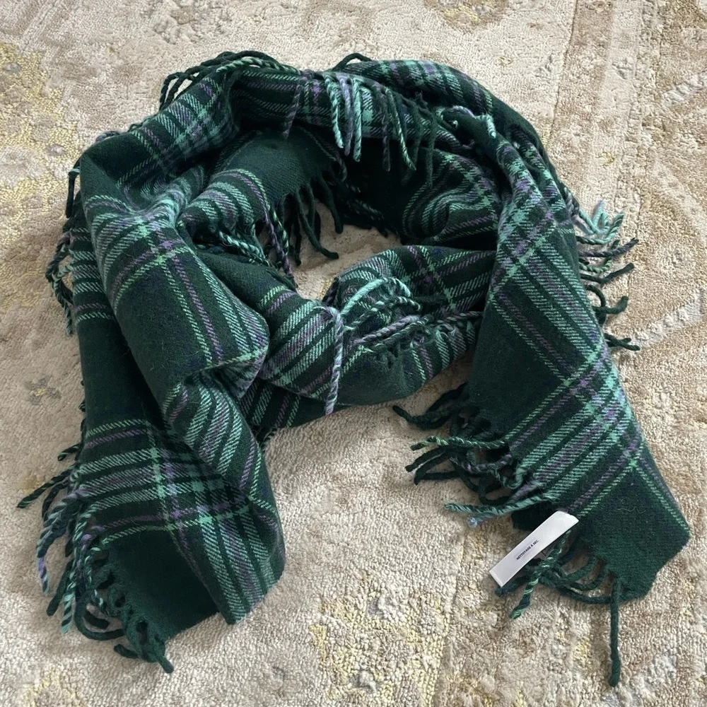 Talbots 100% Wool Oversized Fringed Scarf